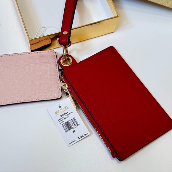 Michael Kors Jet Set Travel Small Card Case Duo Wallet Pink Multi - Picture 9 of 11